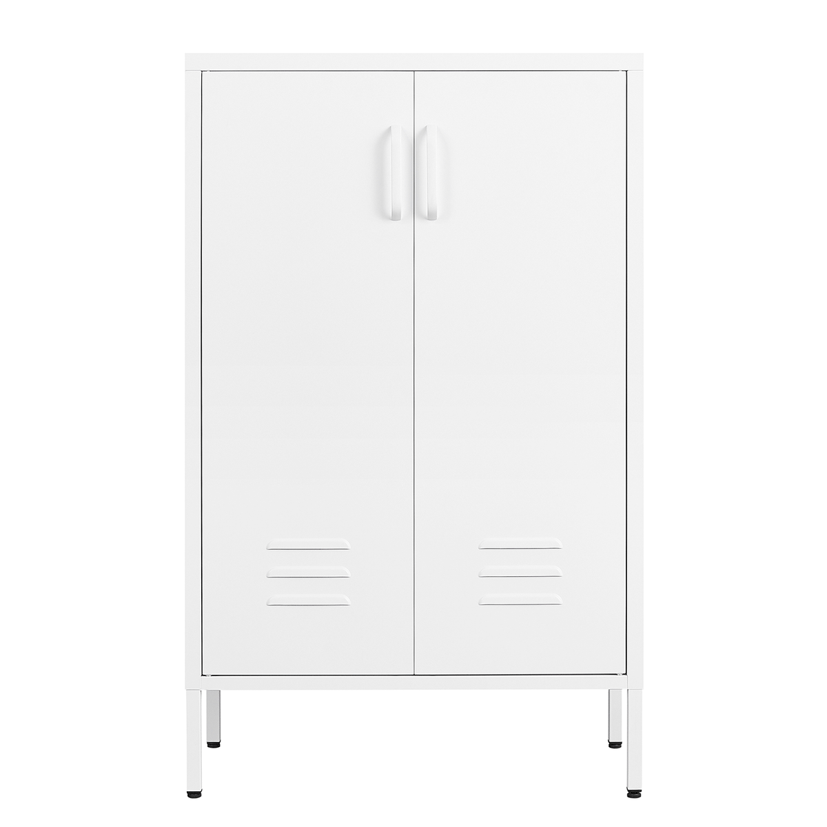 Steel storage cabinet, double door miscellaneous storage cabinet, 2 movable partitions white