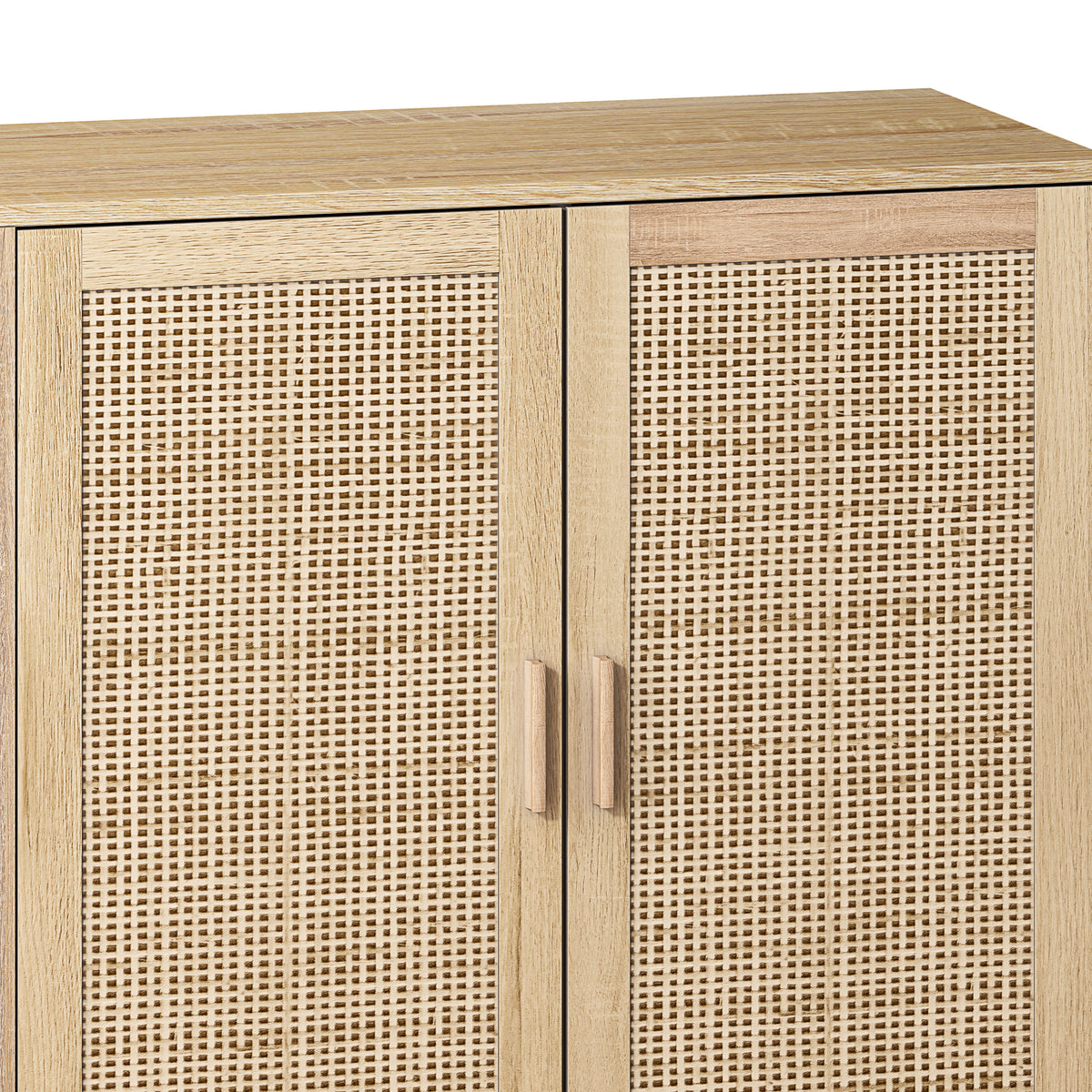 62.20"Elegant and Functional 4-Door Rattan Decorative Storage Cabinet,for Bedroom,Living Room,Office,Easy Assembl