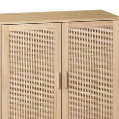 62.20"Elegant and Functional 4-Door Rattan Decorative Storage Cabinet,for Bedroom,Living Room,Office,Easy Assembl