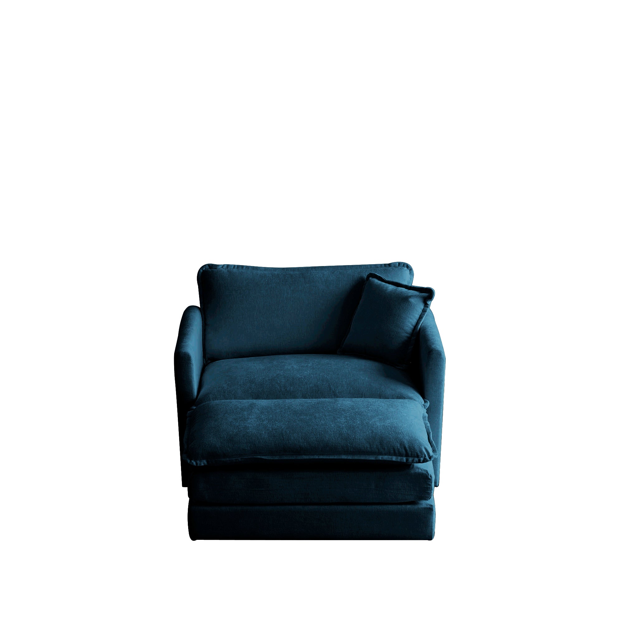 Ottoman modern style chair, living room club chair Chenille cushioned armchair, bedroom reading chair, blue