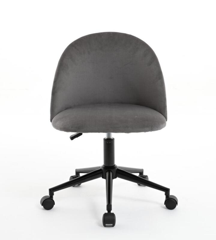 Velvet fabric office chair, mid back adjustable rotating computer chair, black legs, cushioned office chair with wheels