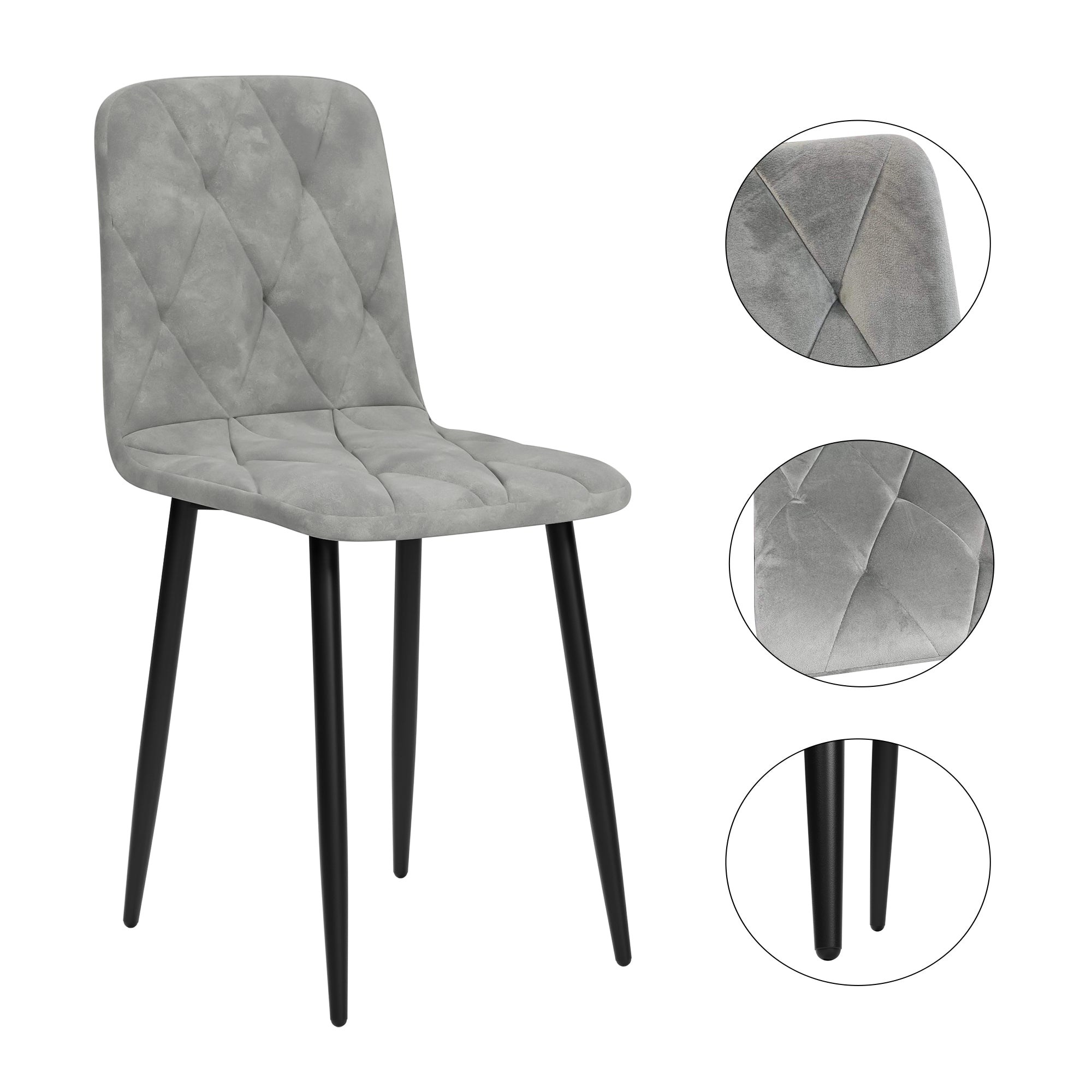 Dining Chairs Set of 4, Modern Kitchen Dining Room Chairs, Velvet Dining Chair Upholstered Cushion Seat and Sturdy Metal Legs