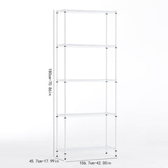 Wire frame metal storage rack adjustable rack, vertical storage rack unit (white, 42L x 18W x 71H)