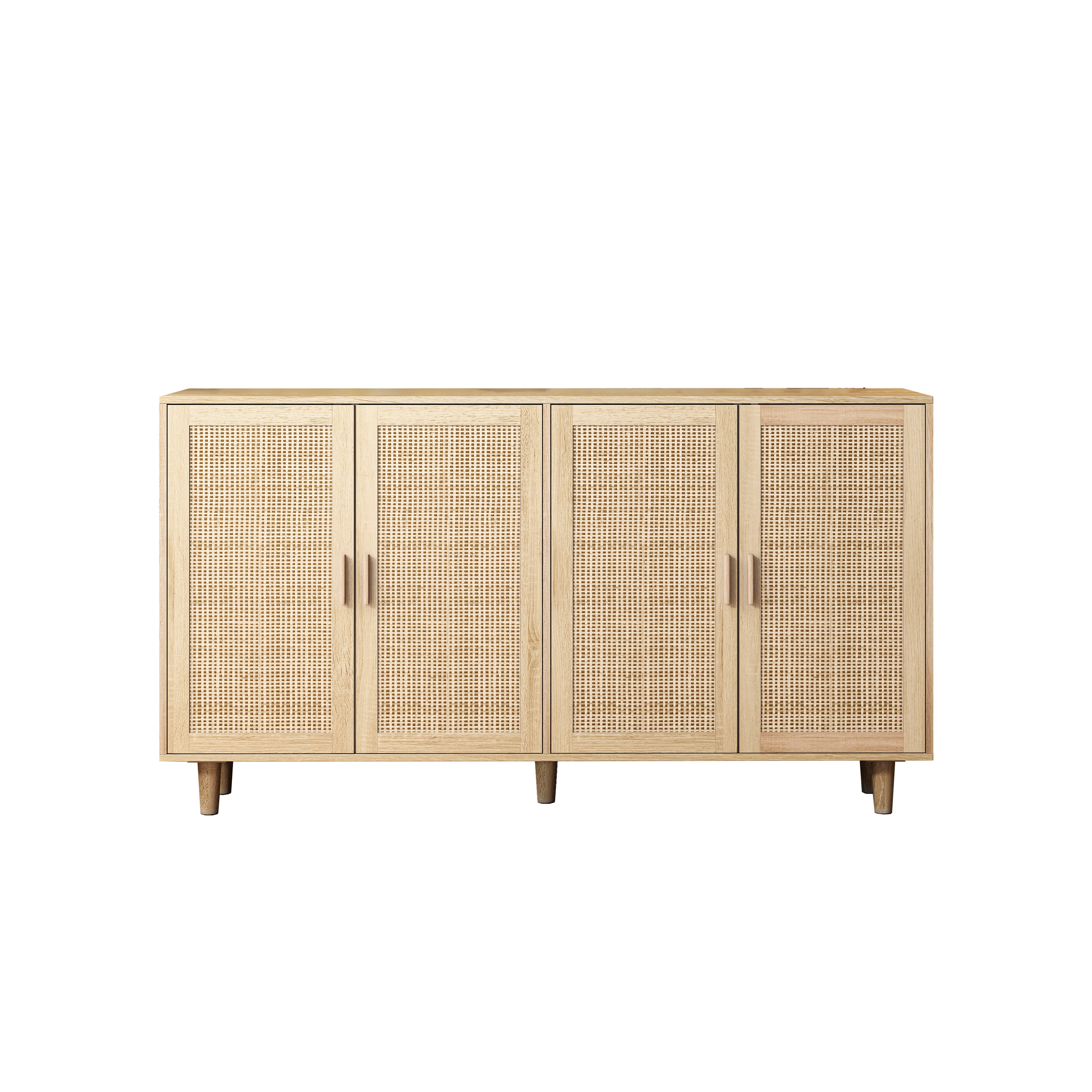 62.20"Elegant and Functional 4-Door Rattan Decorative Storage Cabinet,for Bedroom,Living Room,Office,Easy Assembl