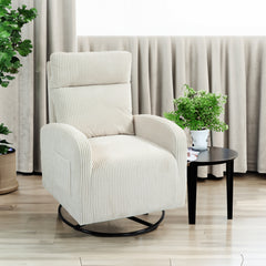 JiaDa Upholstered Swivel Glider.Flannel fabric.Rocking Chair for Nursery in Beige.Modern Style One Left Bag