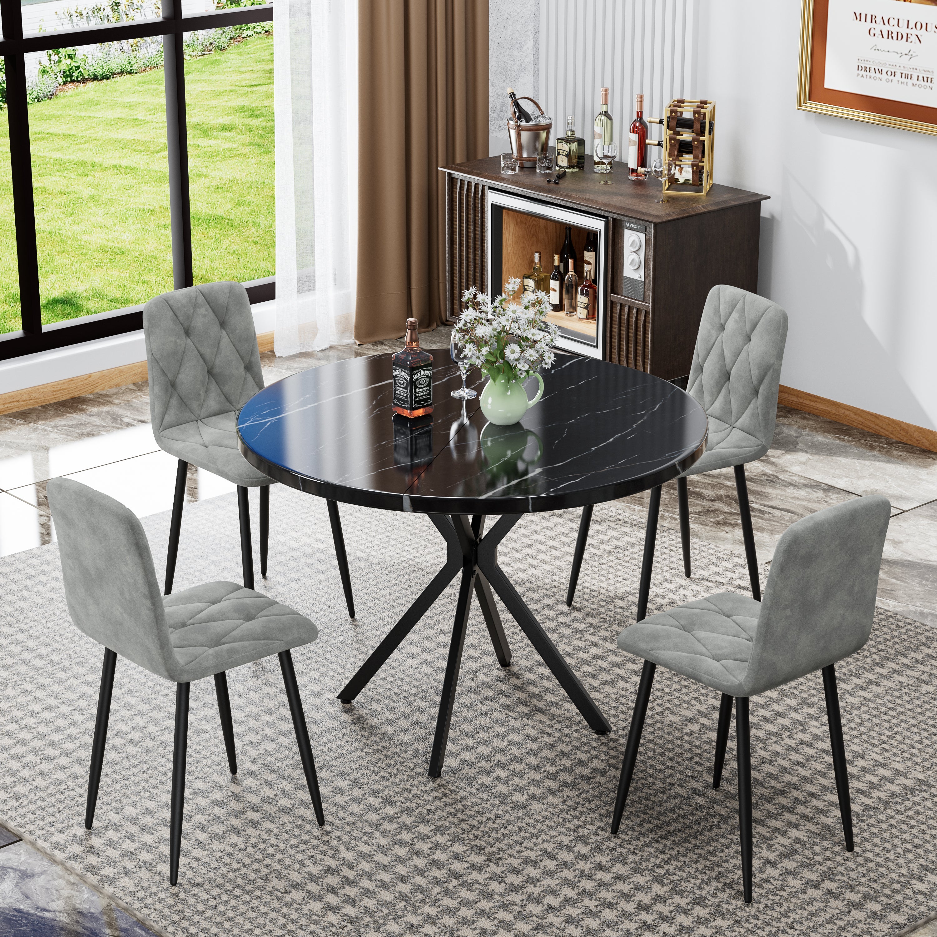 Dining Chairs Set of 4, Modern Kitchen Dining Room Chairs, Velvet Dining Chair Upholstered Cushion Seat and Sturdy Metal Legs