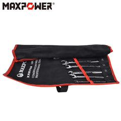 8/10 pcs Metric Combination Wrench Sets Industrial Cr-V Forged and Polished 12-Point with Roll Pouch