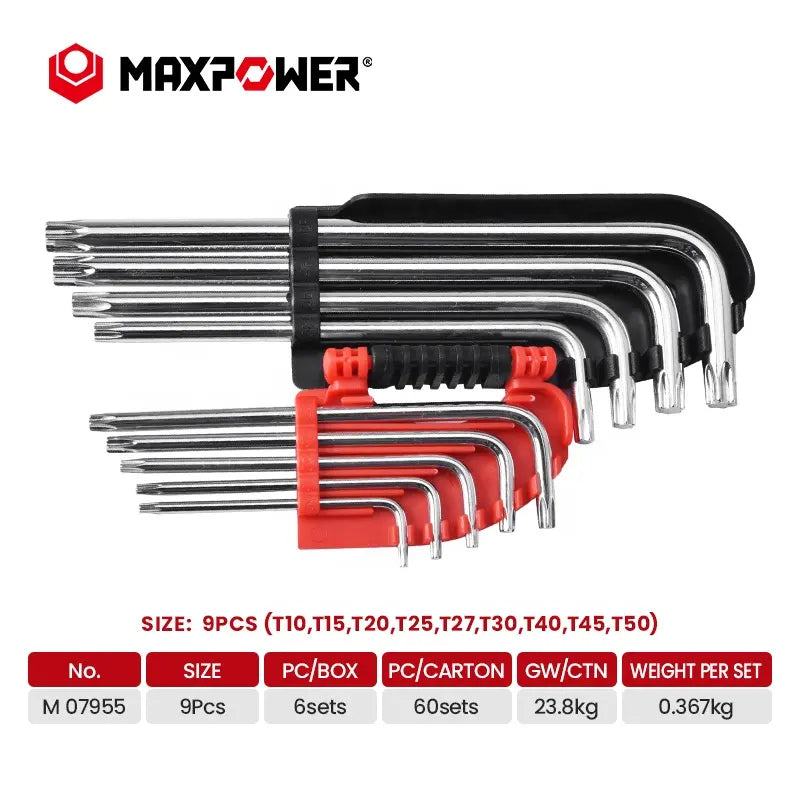 9pcs Long Arm Torx Key Set Socket Hex Allen Key Wrench Set