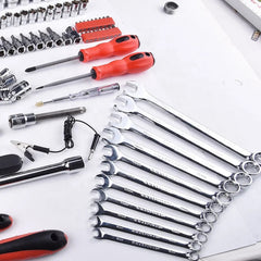 123pcs Mechanical Tool Kit 1/2'',1/4'',3/8'' Deep & Standard Sockets Set , Wrench Set