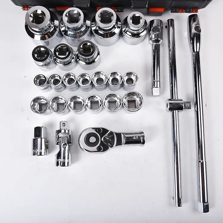 26pcs 3/4'' 1"Dr. Adjustable Torque Ratchet Cr-Mo SAE Professional Auto Repair Socket Set