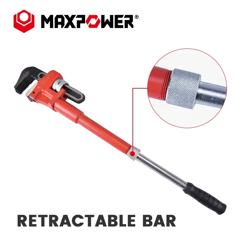 8'' - 48" Straight Adaptable Cheater Pipe Wrench Adjustable Labor Saving Pipe Wrench