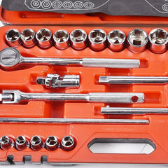 High Quality 32 Pcs Drive Socket Ratchet Wrench Set, with Bit Socket Set Metric and Extension Bar for Auto Repairing and Household